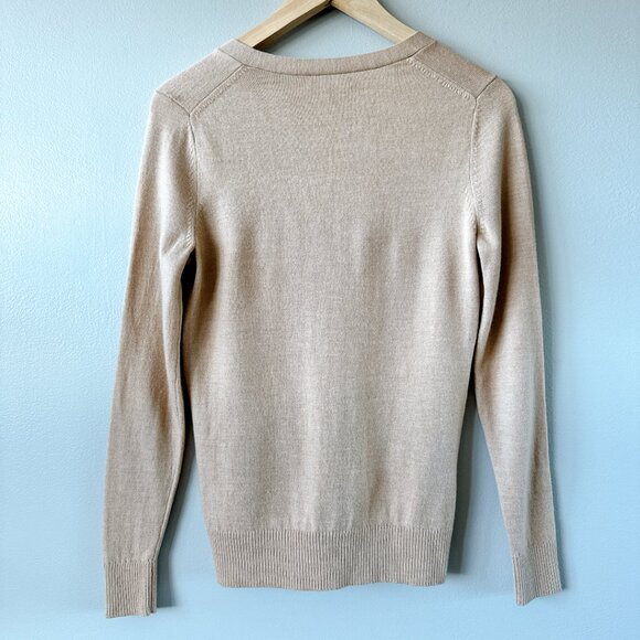 Lord & Taylor 100% Extra fine merino wool cardigan XXS tan beige - Picture 2 of 15